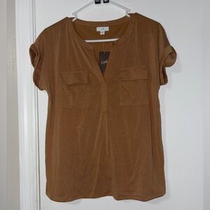 J. Jill Brown tigerseye Short Sleeve blouse Size small petite new